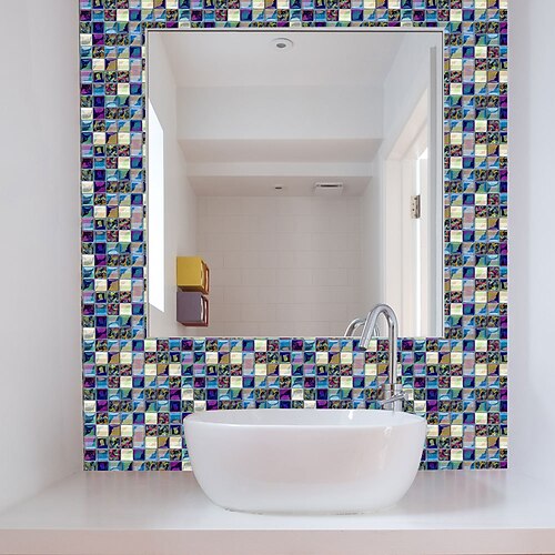 

Mosaic Wall Tile Peel And Stick Self Adhesive Backsplash DIY Kitchen Bathroom Home Wall Sticker PVC 3D 18Pcs 1010cm