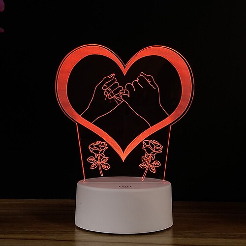 

Heart Shape 3D Nightlight Night Light Creative Color-Changing with USB Port Valentine's Day USB 1 set