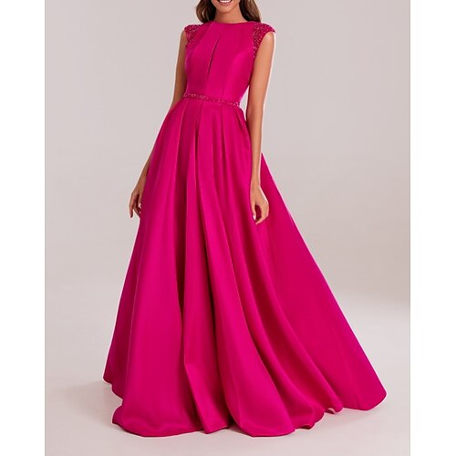 A-Line Evening Dresses Elegant Dress Prom Floor Length Sleeveless Jewel Neck Polyester with Pleats Beading 2022 / Formal Evening
A-Line Evening Dresses Elegant Dress Prom Floor Length Sleeveless Jewel Neck Polyester with Pleats Beading 2022 / Formal Evening