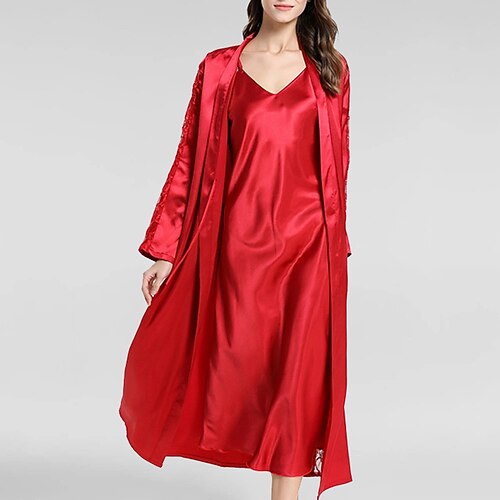 pigiama natalizio da donna set camicia da notte nighty 2 pezzi colore puro semplice comfort festa casa quotidiano raso regalo autunno primavera rosso beige / seta / pigiama / casual
pigiama natalizio da donna set camicia da notte nighty 2 pezzi colore puro semplice comfort festa casa quotidiano raso regalo autunno primavera rosso beige / seta / pigiama / casual