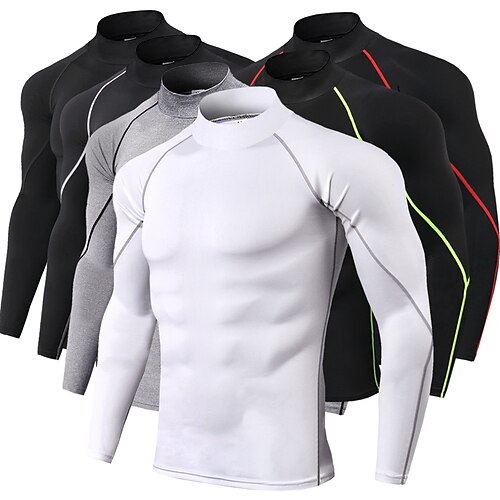 Men's Long Sleeve High Neck Compression Shirt Running Shirt Running Base Layer Stripe-Trim Reflective Strip Top Athletic Winter Spandex Breathable Moisture Wicking Soft Running Active Training
Men's Long Sleeve High Neck Compression Shirt Running Shirt Running Base Layer Stripe-Trim Reflective Strip Top Athletic Winter Spandex Breathable Moisture Wicking Soft Running Active Training