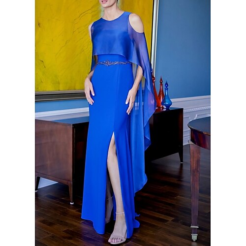 Sheath / Column Mother of the Bride Dress Elegant Jewel Neck Floor Length Jersey Sleeveless with Split Front 2022
Sheath / Column Mother of the Bride Dress Elegant Jewel Neck Floor Length Jersey Sleeveless with Split Front 2022