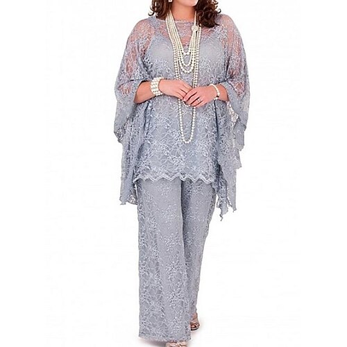 Pantsuit Mother of the Bride Dress Elegant Illusion Neck Floor Length Satin Lace Long Sleeve with Lace 2022
Pantsuit Mother of the Bride Dress Elegant Illusion Neck Floor Length Satin Lace Long Sleeve with Lace 2022