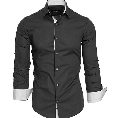

Men's Dress Shirt Button Up Shirt Collared Shirt Plain Collar Spread Collar Black White Red Navy Blue Royal Blue Plus Size Work Daily Long Sleeve Clothing Apparel Business
