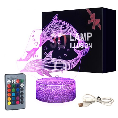 delfingaver 3d illusjonslampe delfin nattlys til soveromsdekorasjon mote stil gaver til bursdag xmas med fjernkontroll 16 fargeendring dim funksjon 4 blits modus
delfingaver 3d illusjonslampe delfin nattlys til soveromsdekorasjon mote stil gaver til bursdag xmas med fjernkontroll 16 fargeendring dim funksjon 4 blits modus