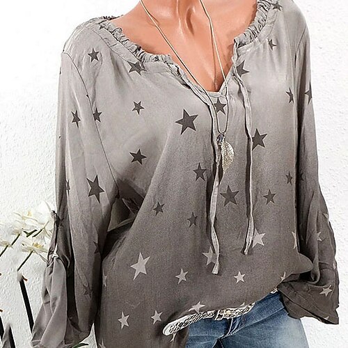 Women's Blouse Peasant Blouse Shirt Galaxy Star V Neck Tops Blue Blushing Pink Gray
Women's Blouse Peasant Blouse Shirt Galaxy Star V Neck Tops Blue Blushing Pink Gray