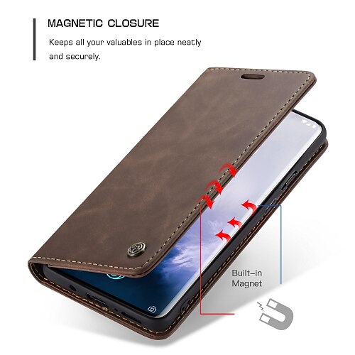 

CaseMe New Retro Leather Magnetic Flip Case For OnePlus 8T OnePlus Nord OnePlus 7 Pro With Wallet Card Credit Card Slot Magnetic Closure Protective Cover