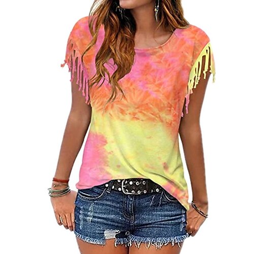 Women's T shirt Tee Blue Purple Light Green Tie Dye Short Sleeve Daily Round Neck Regular S / Summer
Women's T shirt Tee Blue Purple Light Green Tie Dye Short Sleeve Daily Round Neck Regular S / Summer