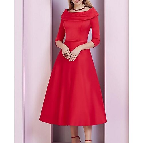 A-Line Mother of the Bride Dress Elegant Cowl Neck Ankle Length Satin 3/4 Length Sleeve with Sash / Ribbon 2022
A-Line Mother of the Bride Dress Elegant Cowl Neck Ankle Length Satin 3/4 Length Sleeve with Sash / Ribbon 2022