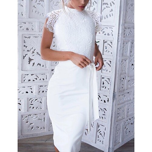 Per donna Aderente Abito al ginocchio Bianco Senza maniche Tinta unica Lacci Con fiocco Rotonda Elegante Cocktail party Di pizzo S M L XL
Per donna Aderente Abito al ginocchio Bianco Senza maniche Tinta unica Lacci Con fiocco Rotonda Elegante Cocktail party Di pizzo S M L XL