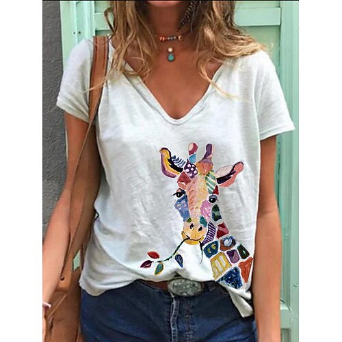 Women's T shirt Tee Green Blue Pink Animal Print Short Sleeve Daily Basic V Neck Short Loose Fit S / Summer / 3D Print
Women's T shirt Tee Green Blue Pink Animal Print Short Sleeve Daily Basic V Neck Short Loose Fit S / Summer / 3D Print