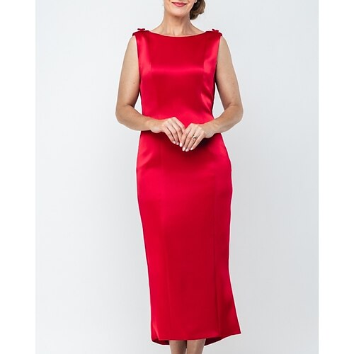 Sheath / Column Mother of the Bride Dress Elegant Jewel Neck Ankle Length Stretch Satin Sleeveless with Bow(s) 2022
Sheath / Column Mother of the Bride Dress Elegant Jewel Neck Ankle Length Stretch Satin Sleeveless with Bow(s) 2022