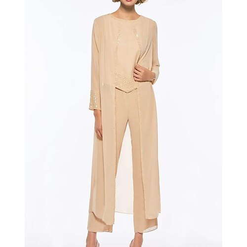 Pantsuit Mother of the Bride Dress Elegant Jewel Neck Floor Length Chiffon Sleeveless with Sequin 2022
Pantsuit Mother of the Bride Dress Elegant Jewel Neck Floor Length Chiffon Sleeveless with Sequin 2022