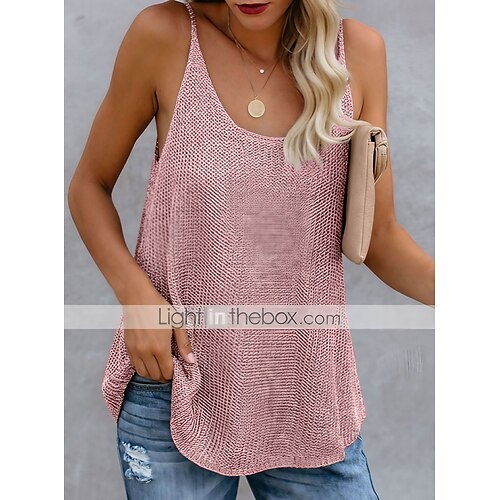 

Women's Camisole Tank Top White Pink Blue Color Block Sleeveless Causal Holiday Basic Vacation U Neck Regular Cotton S
