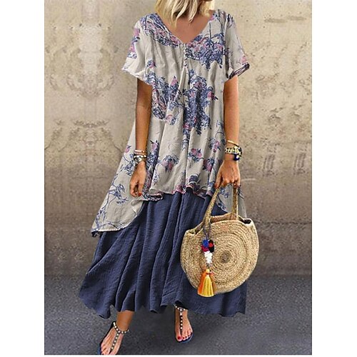 Women's Casual Dress Swing Dress Blue Army Green Orange Short Sleeve Patchwork Spring Summer V Neck Loose Fit M L XL XXL 3XL 4XL 5XL
Women's Casual Dress Swing Dress Blue Army Green Orange Short Sleeve Patchwork Spring Summer V Neck Loose Fit M L XL XXL 3XL 4XL 5XL