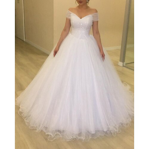 A-Line Wedding Dresses V Neck Floor Length Tulle Sleeveless Formal with 2022
A-Line Wedding Dresses V Neck Floor Length Tulle Sleeveless Formal with 2022