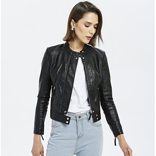 Mujer Un Color Básico Otoño Chaqueta de cuero Corto Diario Manga Larga Poliuretano Abrigo Tops Blanco
Mujer Un Color Básico Otoño Chaqueta de cuero Corto Diario Manga Larga Poliuretano Abrigo Tops Blanco