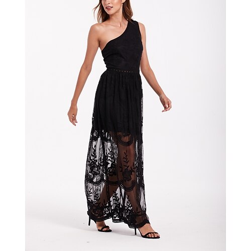 Sheath / Column Prom Dresses Maxi Dress Party Wear Floor Length Sleeveless One Shoulder Lace with Lace Insert 2022
Sheath / Column Prom Dresses Maxi Dress Party Wear Floor Length Sleeveless One Shoulder Lace with Lace Insert 2022