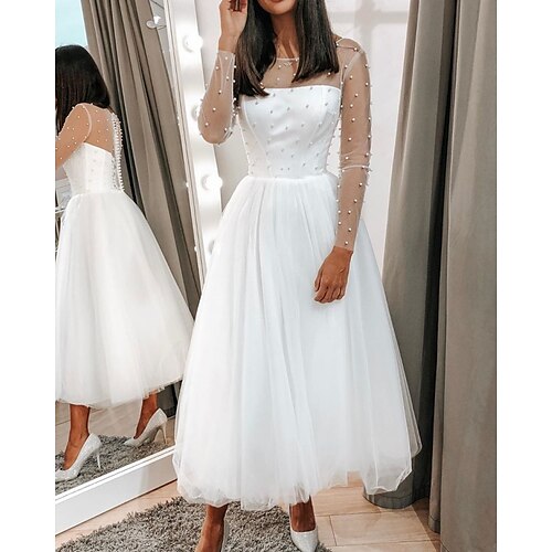A-Line Wedding Dresses Jewel Neck Floor Length Tulle Long Sleeve Vintage with 2022
A-Line Wedding Dresses Jewel Neck Floor Length Tulle Long Sleeve Vintage with 2022