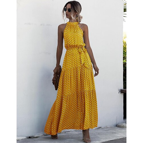 Women's Swing Dress Maxi long Dress Green Black Orange Red Navy Blue Yellow Sleeveless Polka Dot Polka Dots Cold Shoulder Summer Halter Neck Hot Boho Loose 2022 S M L XL
Women's Swing Dress Maxi long Dress Green Black Orange Red Navy Blue Yellow Sleeveless Polka Dot Polka Dots Cold Shoulder Summer Halter Neck Hot Boho Loose 2022 S M L XL