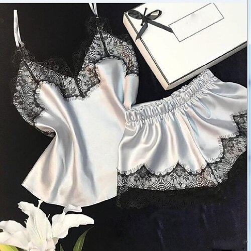 Women's Pajamas Sets Nighty Pjs 2 Pieces Patchwork Comfort Party Home Christmas Satin Gift Strap Top Shorts Spring Summer Light Green Wine / Silk / Buckle / Casual / Lace / Mesh
Women's Pajamas Sets Nighty Pjs 2 Pieces Patchwork Comfort Party Home Christmas Satin Gift Strap Top Shorts Spring Summer Light Green Wine / Silk / Buckle / Casual / Lace / Mesh