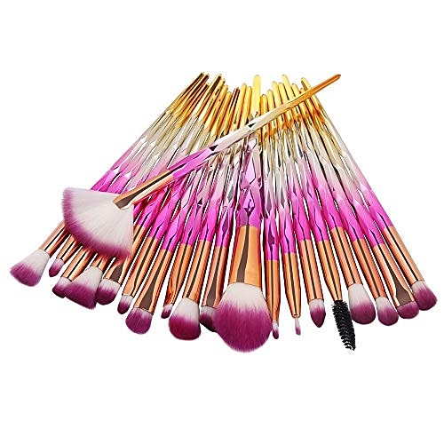 

makeup brushes set professional - 20 pcs cosmetic makeup brush set for foundation blending blush concealer eye shadow brushes & #40;pink& #41;