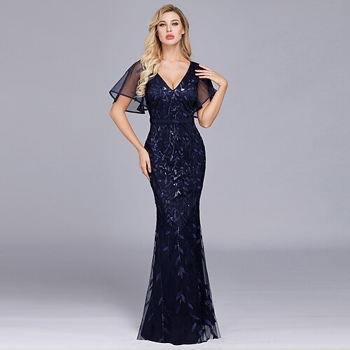 Mermaid / Trumpet Evening Dresses Empire Dress Party Wear Floor Length Short Sleeve Jewel Neck Tulle with Ruffles Embroidery 2022 / Illusion Sleeve / Formal Evening
Mermaid / Trumpet Evening Dresses Empire Dress Party Wear Floor Length Short Sleeve Jewel Neck Tulle with Ruffles Embroidery 2022 / Illusion Sleeve / Formal Evening