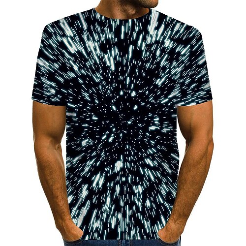 

Men's T shirt Tee Shirt Graphic Optical Illusion Round Neck Black 3D Print Plus Size Daily Short Sleeve Print Clothing Apparel Basic Exaggerated
