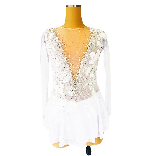 Figure Skating Dress Women's Girls' Ice Skating Dress Outfits White Floral Glitter Spandex High Elasticity Competition Skating Wear Handmade Crystal / Rhinestone Long Sleeve Ice Skating Figure Skating
Figure Skating Dress Women's Girls' Ice Skating Dress Outfits White Floral Glitter Spandex High Elasticity Competition Skating Wear Handmade Crystal / Rhinestone Long Sleeve Ice Skating Figure Skating