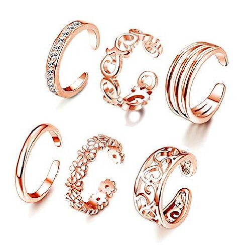 6pcs adjustable toe ring for women girls open tail ring band hawaiian foot jewelry rose gold tone
6pcs adjustable toe ring for women girls open tail ring band hawaiian foot jewelry rose gold tone