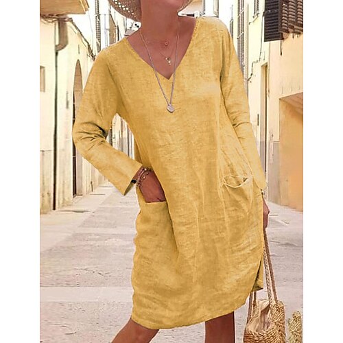 Women's Shift Dress Knee Length Dress Black Gray Khaki Yellow Light Blue Long Sleeve Solid Color Fall V Neck Hot Casual Loose 2022 S M L XL XXL 3XL 4XL 5XL
Women's Shift Dress Knee Length Dress Black Gray Khaki Yellow Light Blue Long Sleeve Solid Color Fall V Neck Hot Casual Loose 2022 S M L XL XXL 3XL 4XL 5XL