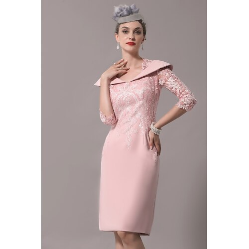Sheath / Column Mother of the Bride Dress Plus Size Elegant See Through Queen Anne Knee Length Polyester Half Sleeve with Sequin 2022
Sheath / Column Mother of the Bride Dress Plus Size Elegant See Through Queen Anne Knee Length Polyester Half Sleeve with Sequin 2022