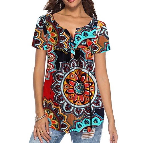 T shirt Tee Femme Bleu Ciel motif Plaid rouge Floral Fleur Bouton Imprimer Manche Courte du quotidien basique Col V Longue Ample S
T shirt Tee Femme Bleu Ciel motif Plaid rouge Floral Fleur Bouton Imprimer Manche Courte du quotidien basique Col V Longue Ample S