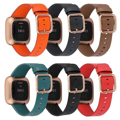 

1 pcs Smart Watch Band for Fitbit Versa / Versa 2 / Versa Lite / Versa SE Genuine Leather Smartwatch Strap Adjustable Quick Release Classic Buckle Leather Loop Replacement Wristband