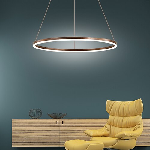 

светодиодный подвесной светильник 40/60/80 см 1-световой кольцевой дизайн в виде круга с регулируемой яркостью, окрашенный алюминий Роскошный современный стиль для столовой Подвесные светильники для