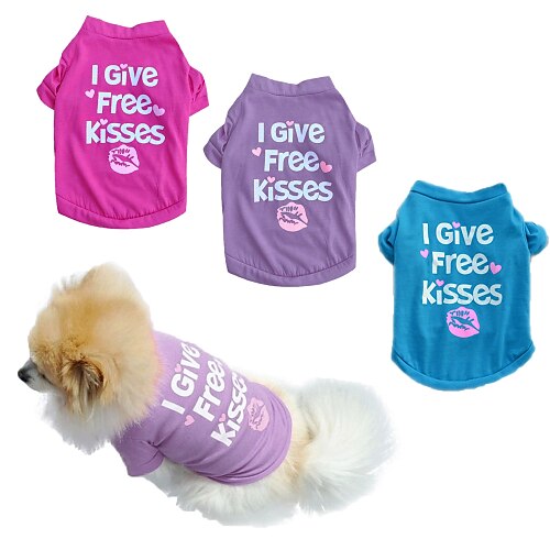 

Dog Cat Shirt / T-Shirt Vest Quotes & Sayings Lips Simple Style Dog Clothes Puppy Clothes Dog Outfits Purple Red Blue Costume for Girl and Boy Dog Padded Fabric XS S M L