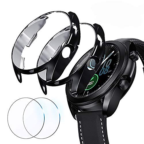 kompatibel for Samsung Galaxy Watch 3 45mm skjermbeskyttelsesveske, 2 pakker støtdempende deksler til skjermen og skjermbeskytter i full dekning for Galaxy Watch 3 (svart svart, 45mm)
kompatibel for Samsung Galaxy Watch 3 45mm skjermbeskyttelsesveske, 2 pakker støtdempende deksler til skjermen og skjermbeskytter i full dekning for Galaxy Watch 3 (svart svart, 45mm)