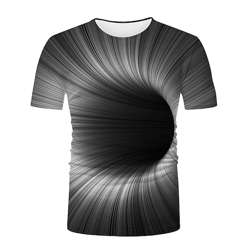 

Men's Unisex T shirt Tee Shirt Tee Graphic Optical Illusion Round Neck Black / White Green Blue Yellow 3D Print Plus Size Casual Daily Short Sleeve 3D Print Print Clothing Apparel Basic Fashion Cool