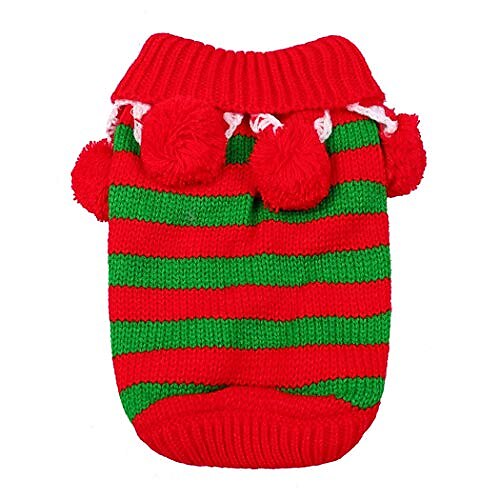 christmas pet sweater knitwear costume with collar and balls for winter for cat small dog puppy, red amp; green
christmas pet sweater knitwear costume with collar and balls for winter for cat small dog puppy, red amp; green