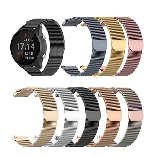 

Smart Watch Band for Garmin Forerunner 55 245 645 Music Venu Sq 2 Music Plus Vivoactive 3 Music Vivomove 3 HR Luxe Style Sport 20mm Stainless Steel Strap Milanese Loop Replacement Wristband