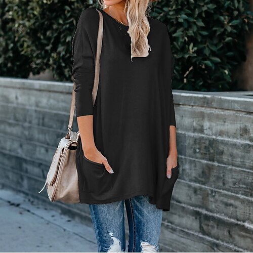Women's Blouse Shirt Pink Wine Army Green Plain Patchwork Long Sleeve Daily Basic Round Neck Regular Loose Fit S
Women's Blouse Shirt Pink Wine Army Green Plain Patchwork Long Sleeve Daily Basic Round Neck Regular Loose Fit S