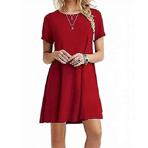 Femme Robe t-shirt Manche Courte Printemps Eté Bleu marine Rouge vin Vert militaire Noir Rose clair Violet Gris clair Rouge S M L XL 2XL
Femme Robe t-shirt Manche Courte Printemps Eté Bleu marine Rouge vin Vert militaire Noir Rose clair Violet Gris clair Rouge S M L XL 2XL