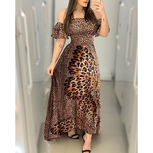 festkjole for kvinner slirekjole lang kjole maxi kjole brun kortermet leopard ryggløs vår sommer off shoulder fest slim s m l xl
festkjole for kvinner slirekjole lang kjole maxi kjole brun kortermet leopard ryggløs vår sommer off shoulder fest slim s m l xl