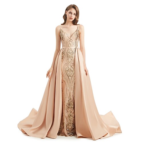 Mermaid / Trumpet Evening Dresses Elegant Dress Engagement Detachable Sleeveless V Neck Sequined with Sequin 2022 / Formal Evening
Mermaid / Trumpet Evening Dresses Elegant Dress Engagement Detachable Sleeveless V Neck Sequined with Sequin 2022 / Formal Evening