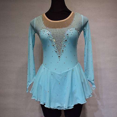 Figure Skating Dress Women's Girls' Ice Skating Dress Outfits Sky Blue Spandex High Elasticity Training Competition Skating Wear Handmade Solid Color Crystal / Rhinestone Long Sleeve Ice Skating
Figure Skating Dress Women's Girls' Ice Skating Dress Outfits Sky Blue Spandex High Elasticity Training Competition Skating Wear Handmade Solid Color Crystal / Rhinestone Long Sleeve Ice Skating