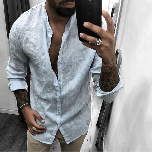 Men's Shirt Solid Color Collar Street Causal Long Sleeve Tops Cotton Casual Fashion Comfortable Henley Light Blue White Black / Machine wash / Wash separately / Washable / Holiday / Daily/Summer
Men's Shirt Solid Color Collar Street Causal Long Sleeve Tops Cotton Casual Fashion Comfortable Henley Light Blue White Black / Machine wash / Wash separately / Washable / Holiday / Daily/Summer