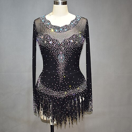 Figure Skating Dress Women's Girls' Ice Skating Dress Outfits Black Spandex High Elasticity Training Competition Skating Wear Handmade Solid Color Crystal / Rhinestone Long Sleeve Ice Skating Winter
Figure Skating Dress Women's Girls' Ice Skating Dress Outfits Black Spandex High Elasticity Training Competition Skating Wear Handmade Solid Color Crystal / Rhinestone Long Sleeve Ice Skating Winter