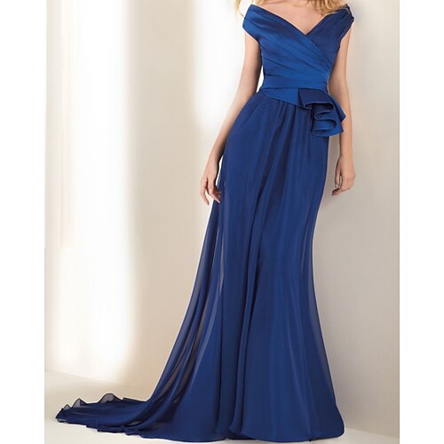 A tubino Vestiti da sera Lussuoso Vestito Invitati del matrimonio Strascico di corte Manica corta A V Chiffon con A pieghe Con ruche 2023
A tubino Vestiti da sera Lussuoso Vestito Invitati del matrimonio Strascico di corte Manica corta A V Chiffon con A pieghe Con ruche 2023