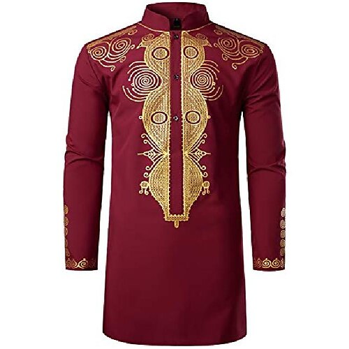 menns afrikanske tradisjonelle dashiki luksus metallic gull trykt midt lang bryllup skjorte burgunder x-large
menns afrikanske tradisjonelle dashiki luksus metallic gull trykt midt lang bryllup skjorte burgunder x-large