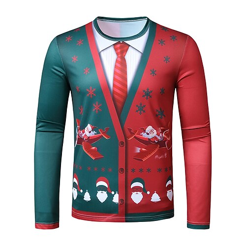 Men's Christmas T shirt 3D Print Graphic Long Sleeve Tops Streetwear Round Neck Red
Men's Christmas T shirt 3D Print Graphic Long Sleeve Tops Streetwear Round Neck Red